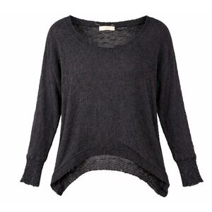 Millau Black Textured Knit Sweater Womens M Lightweight Boho Casual Top